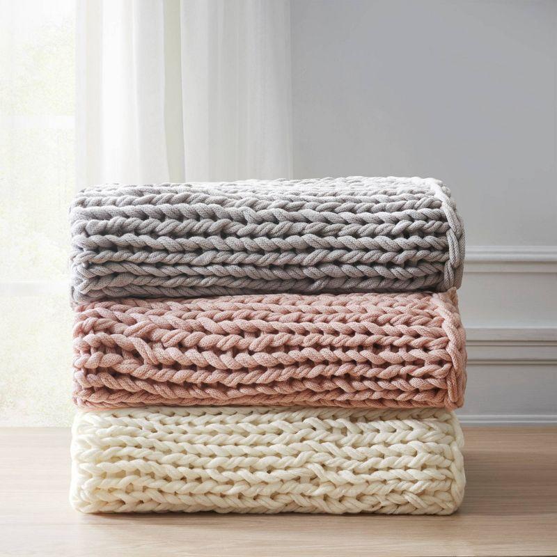 Blush 60"x50" Handmade Chunky Double-Knit Throw