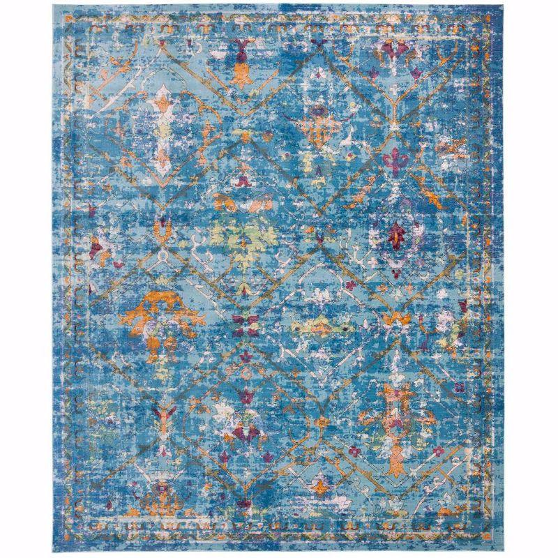 Reversible Blue Synthetic 9' x 12' Easy Care Area Rug