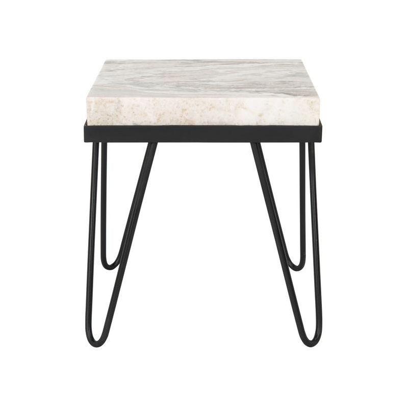 Jada Multi Grey Stone Top Accent Table with Black Hairpin Legs