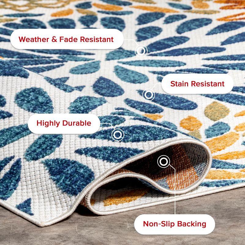 Nuloom Monique Floral & Paisley 2x12 Indoor/Outdoor Runner Rug for Living Room Patio Deck Front Porch Entryway Hallway Kitchen, Blue/Multicolor