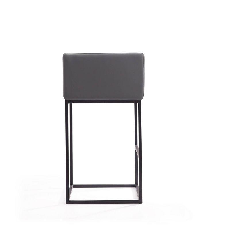 Embassy Geometric Silhouette Faux Leather Barstool, Grey and Black