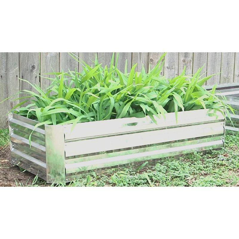 Sunnydaze Raised Corrugated Galvanized Steel Rectangle Garden Bed for Plants, Vegetables, and Flowers - 48" L x 11.75" H