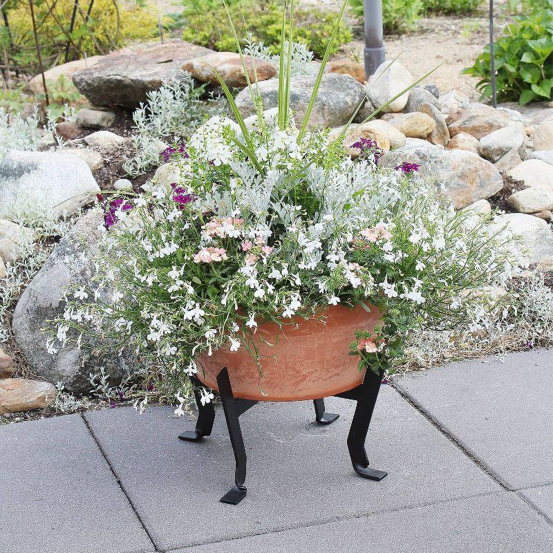 ACHLA Designs Planter Pot Denise: Rustic Terra Cotta, Wrought Iron Stand, No Drainage Hole, 16"x16"x14.75"