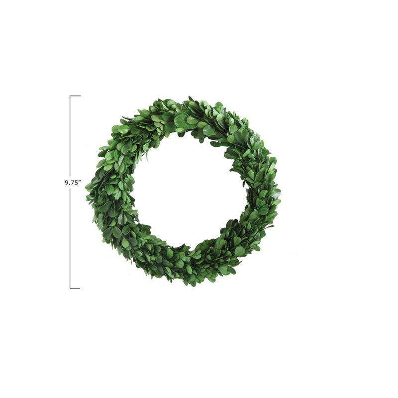 Storied Home 9.75" Preserved Genuine Boxwood Wreath Green: Indoor Decor, Modern Style, Unlit Dried Leaf Circle