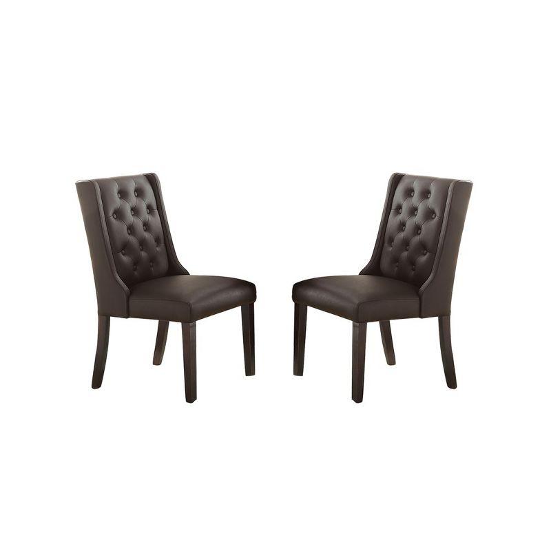 Espresso Faux Leather Upholstered Parsons Side Chairs, Set of 2