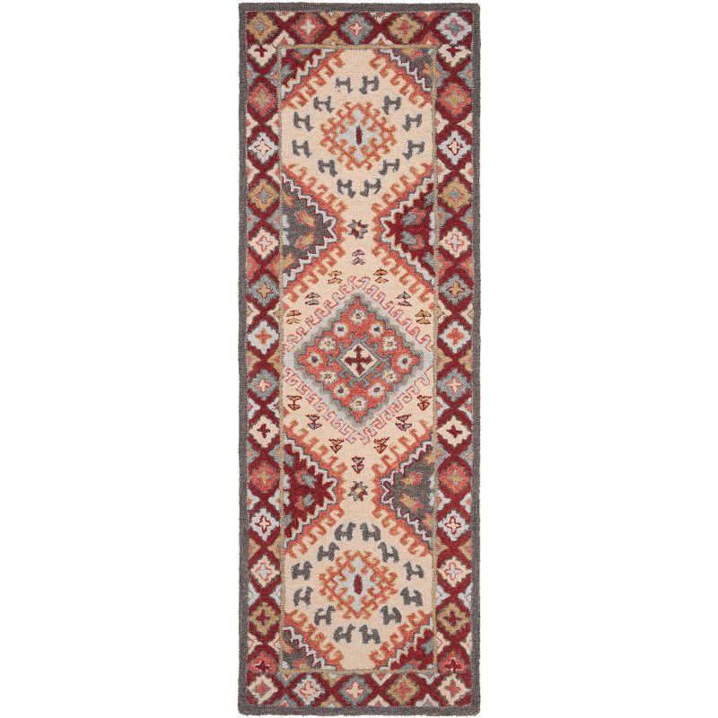 Aspen APN801 Hand Tufted Indoor Runner Rug - Red/Ivory - 2'3"x11' - Safavieh