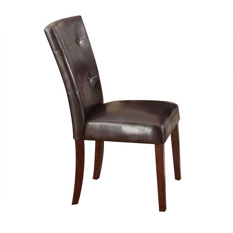 Set 2 20" Britney PU Dining Chairs Espresso/Walnut - Acme Furniture: Upholstered Parson Style, Kitchen Room Seating