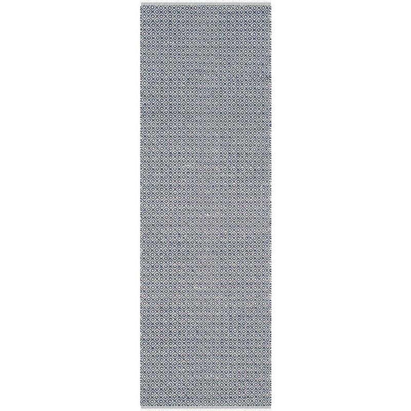 Ivory & Navy Hand-Woven Cotton Montauk Runner Rug 2'3" x 11'7"