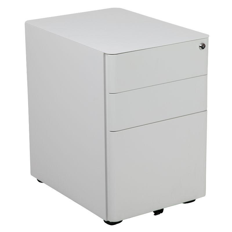 White Mobile 3-Drawer Lockable Filing Cabinet with Casters