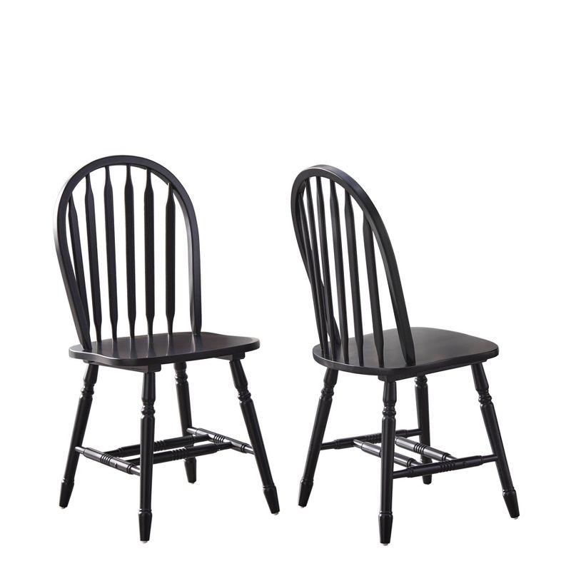 Buylateral 7pc Lancaster Farmhouse Solid Wood Extendable Dining Table Set Black: Solid Rubberwood, Pedestal Base, Removable Leaf