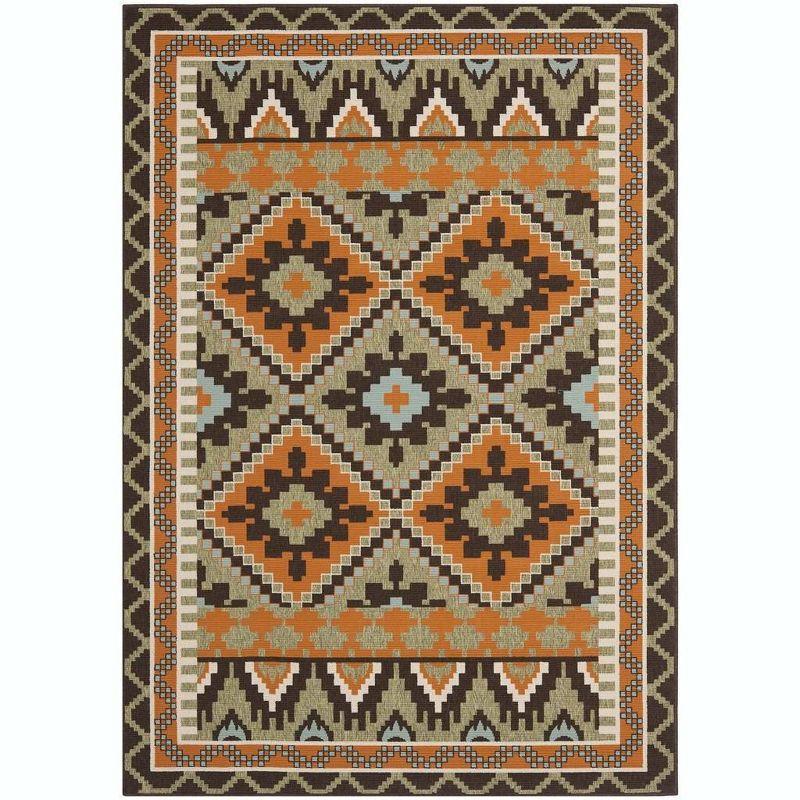 Veranda Easy-Care Round Blue Synthetic 47" Indoor/Outdoor Rug