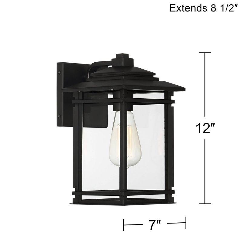 John Timberland North House Mission Outdoor Wall Light Fixture Matte Black Metal 12" Clear Glass Panels for Post Exterior Barn Deck House Porch Yard