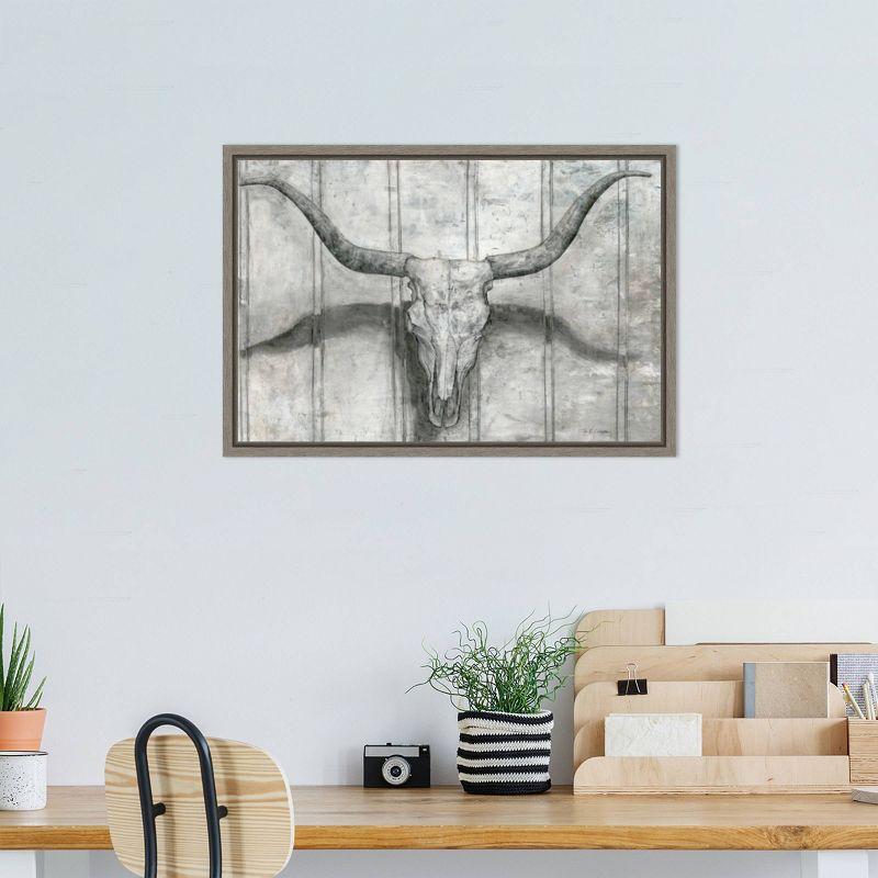 Marie Elaine Cusson Longhorn Silver Floater Frame Canvas Print