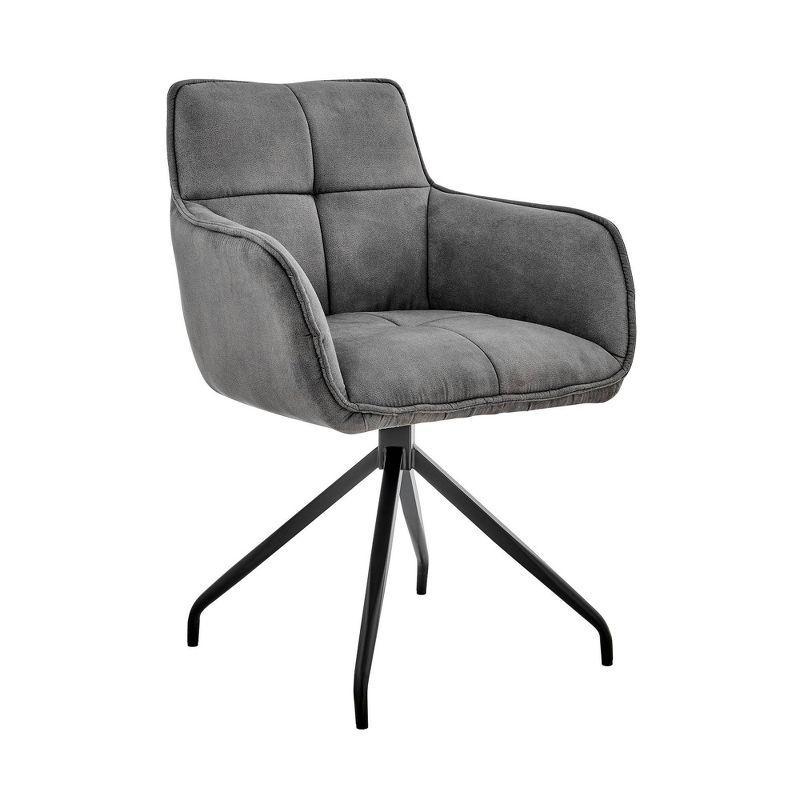 Charcoal Velvet High Swivel Arm Chair with Stainless Steel Base