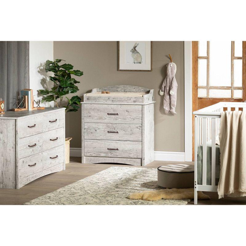 Seaside Pine Vintage-Style Changing Table Dresser with Drawers