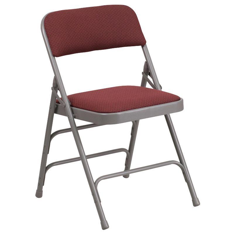 Burgundy Patterned Armless Metal Folding Chair Set