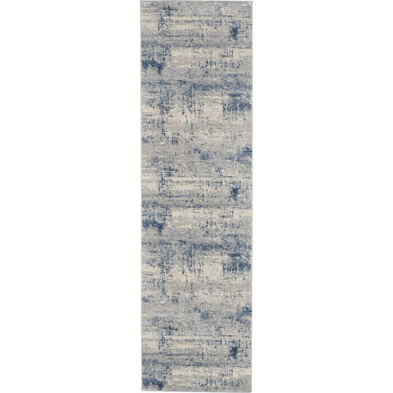 Nourison Rustic Textures Abstract Indoor Area Rug Ivory Blue 2'2" x 7'6"