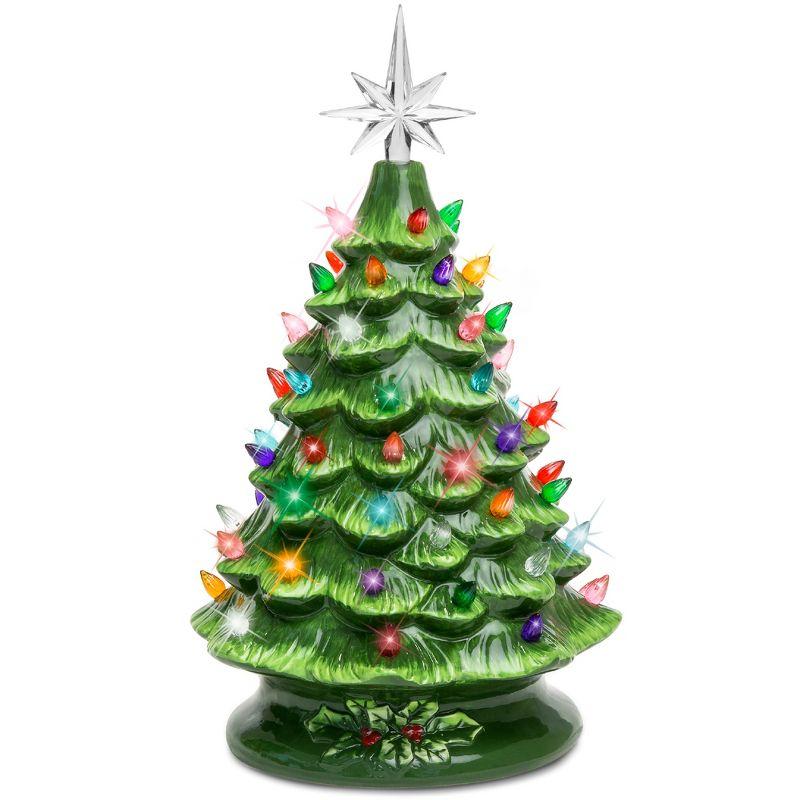 Best Choice Products 15in Ceramic Christmas Tree, Pre-lit Hand-Painted Holiday Decor w/ 64 Lights