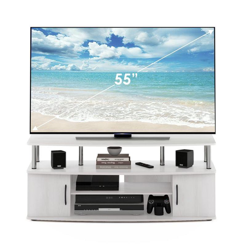 Modern White Oak 55" TV Stand with Stainless Steel Legs