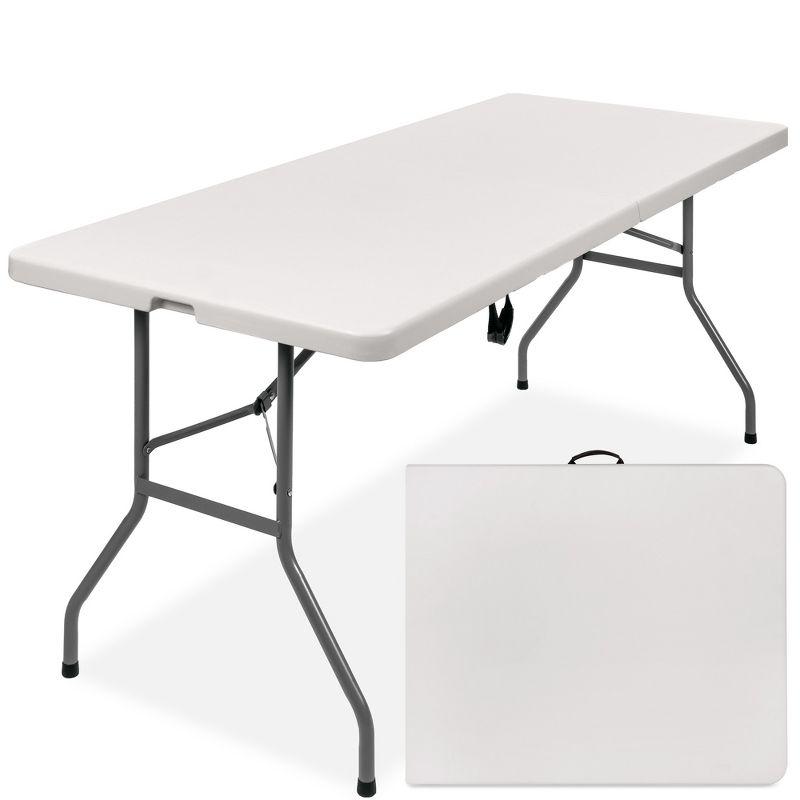 White Heavy Duty 6ft Folding Plastic Table with Handle