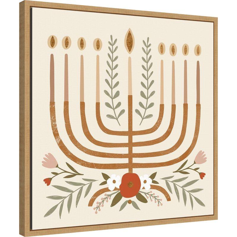 Amanti Art Natural Hanukkah I by Victoria Barnes Canvas Wall Art Print Framed 22 x 22-in.