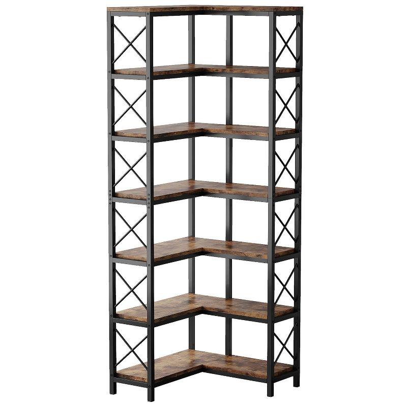 Hommoo 7-Tier Tall Corner Bookshelf