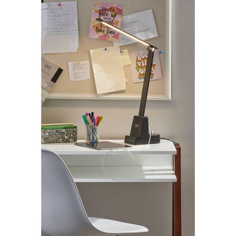 Matte Black Adjustable LED Desk Lamp with Wireless Charging