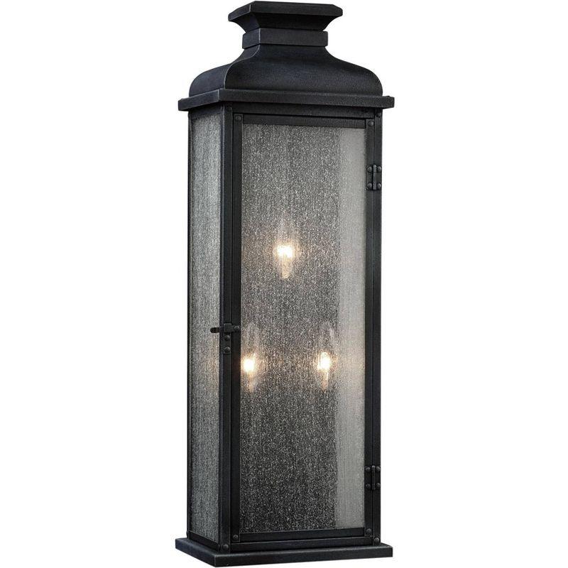 Dark Weathered Zinc 24" Outdoor Wall Lantern with Clear Seeded Glass