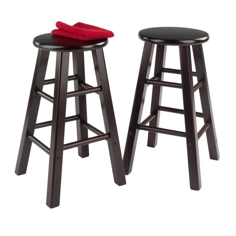 Espresso Solid Wood 24" Counter Height Barstools, Set of 2