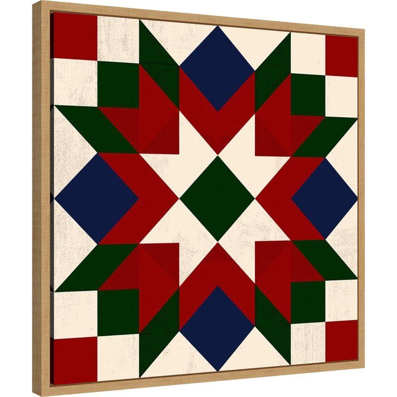 Amanti Art Christmas Barn Quilt IV by Victoria Barnes Framed Canvas Wall Art