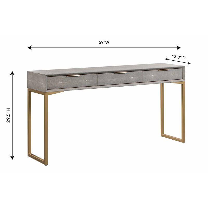 TOV Furniture Pesce 29.5"H Contemporary Wood Console Table in Gray/Brass