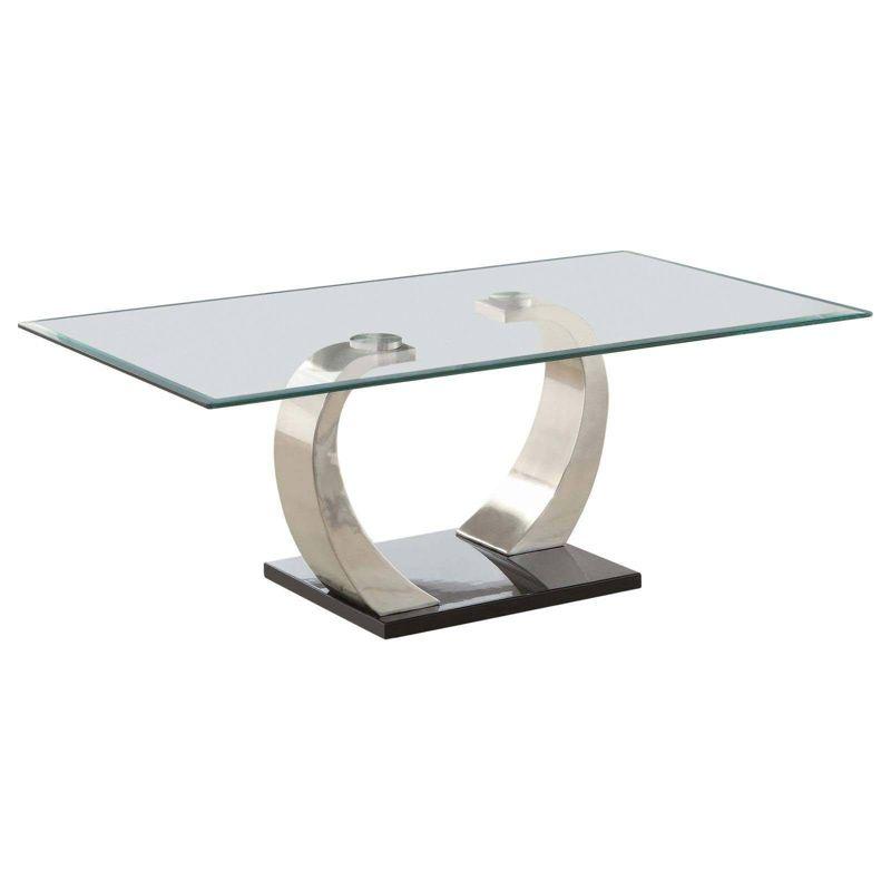 Coaster Pruitt Modern Glass Top Coffee Table Clear /Satin