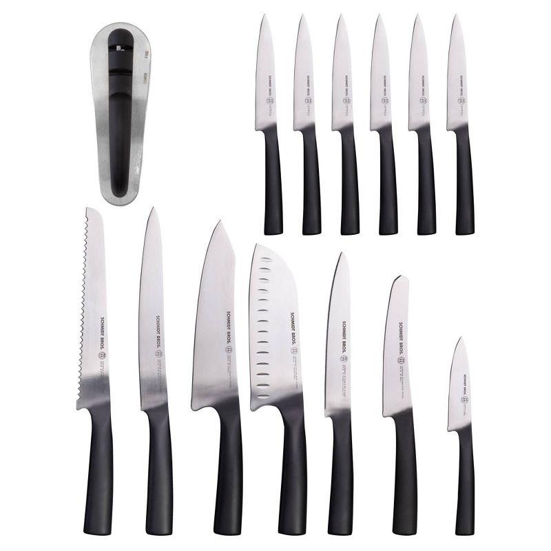 Schmidt Brothers Cutlery Carbon 6 15pc Knife Block Set: Stainless Steel Kitchen Knives, Serrated Blades, Hand Wash