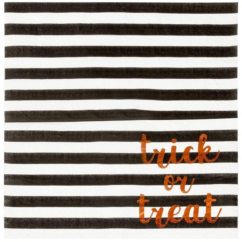 Blue Panda 50 Pack Halloween Cocktail Napkins, 3-Ply Trick or Treat Napkins for Spooky Halloween Decors and Party Supplies, 5x5 In