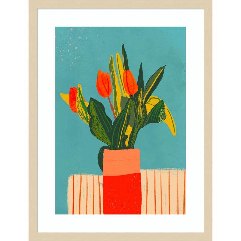 Vibrant Tulips Abstract Still Life Wood Framed Print