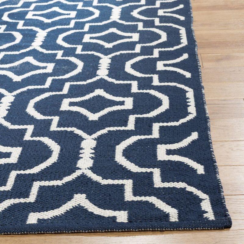 Ivory Cotton 6' Square Flat Woven Reversible Area Rug