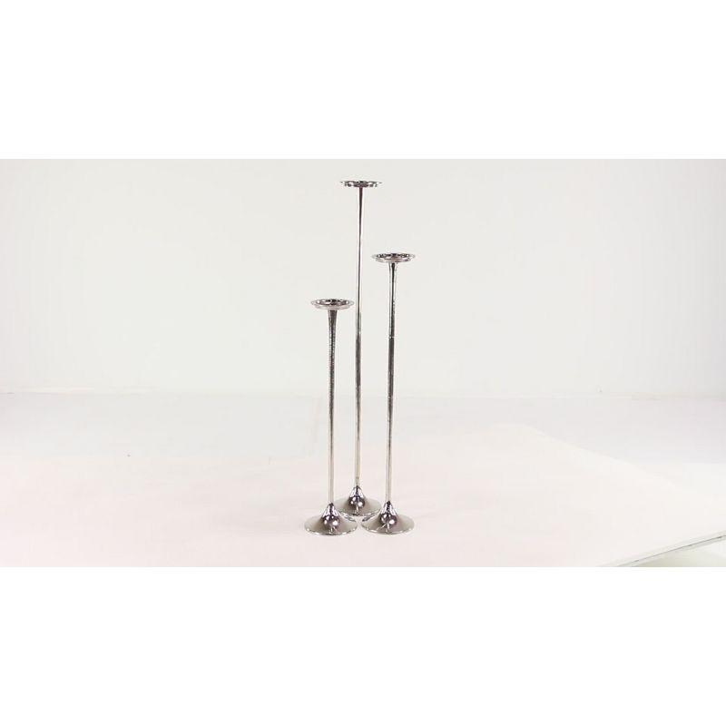 Set of 3 Metallic Aluminum Candle Holders Silver - Olivia & May: Oversized Pillar, Modern Style, Indoor Use