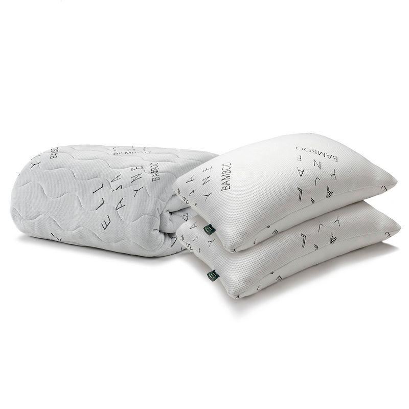 Ella Jayne Home Ella Jayne Bamboo 2-Piece Bundle: Bamboo Mattress Pad & Shredded Memory Foam Pillow Jumbo