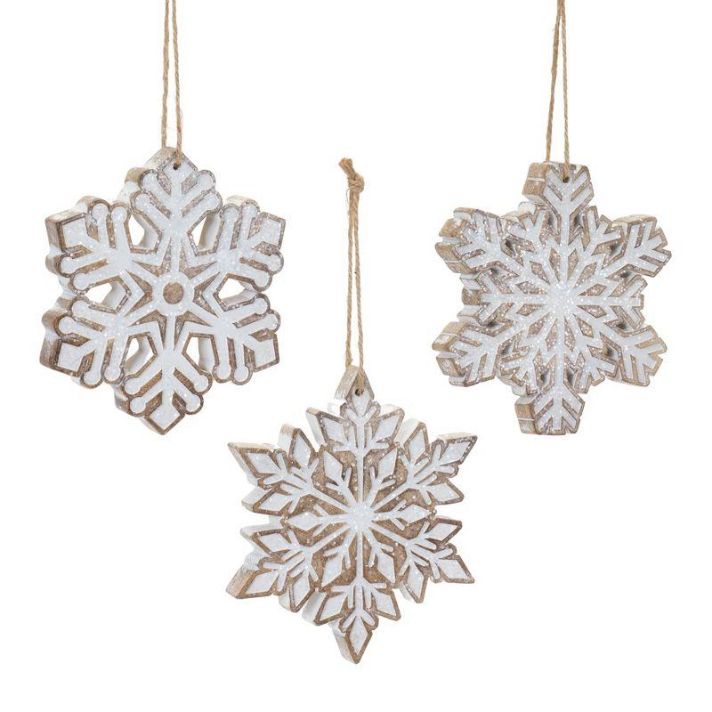 Melrose Glittered Snowflake Ornament (Set of 3)