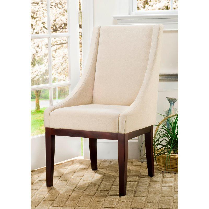 Elegant Transitional Sloping Armchair in Natural Cream with Cherry Mahogany Legs