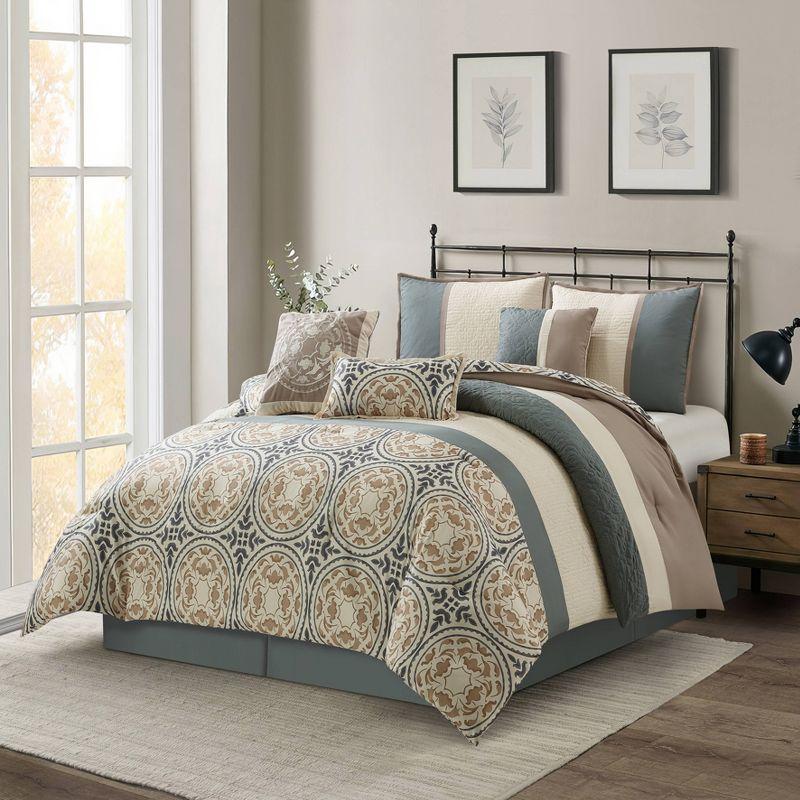 Nanshing 7pc Queen Camila Comforter Set Gray