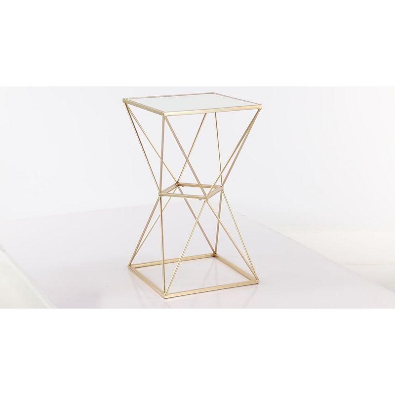 Glam Geometric Mirrored Accent Table Gold - Olivia & May: 27.625" H, No Assembly Required