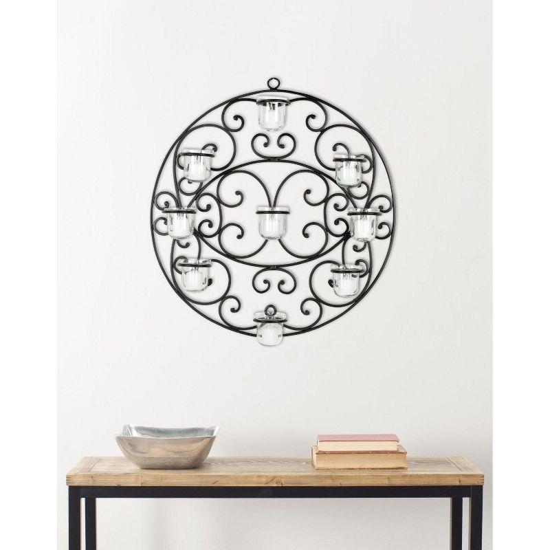 Circular Scroll Tea Light Wall Décor - Black - Safavieh.