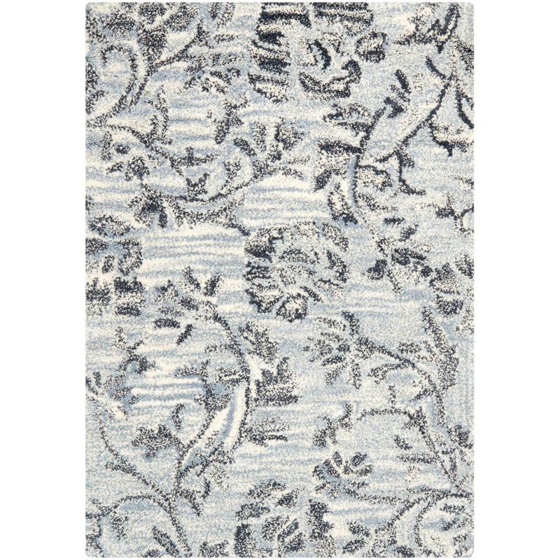 Gray and Black Hand-Tufted Wool Floral Area Rug 2' x 3'