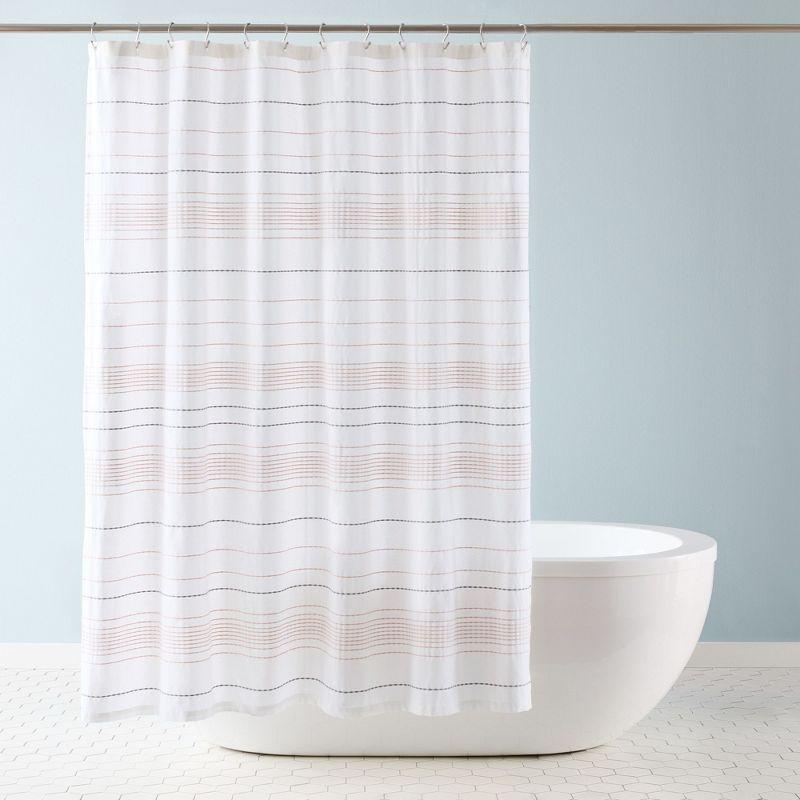 TOWN & COUNTRY EVERYDAY Solana Textured Woven Stripe Bath Shower Curtain 70"x72"