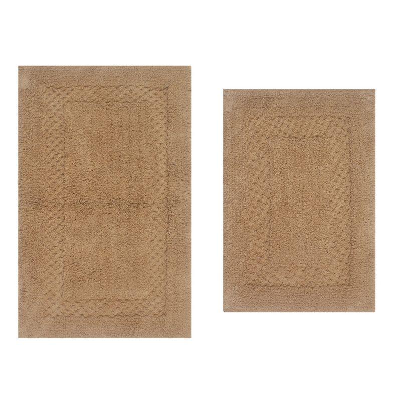 Set of 2 Classy Bathmat Collection Linen Cotton Tufted Bath Rug - Home Weavers