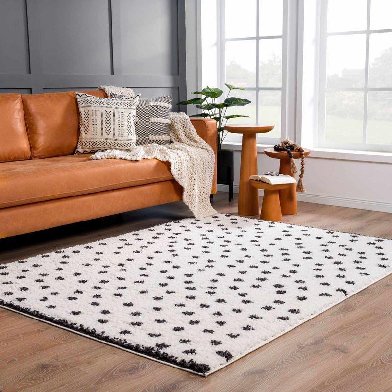 Hauteloom Chaia Dotted Black & White Plush Rug