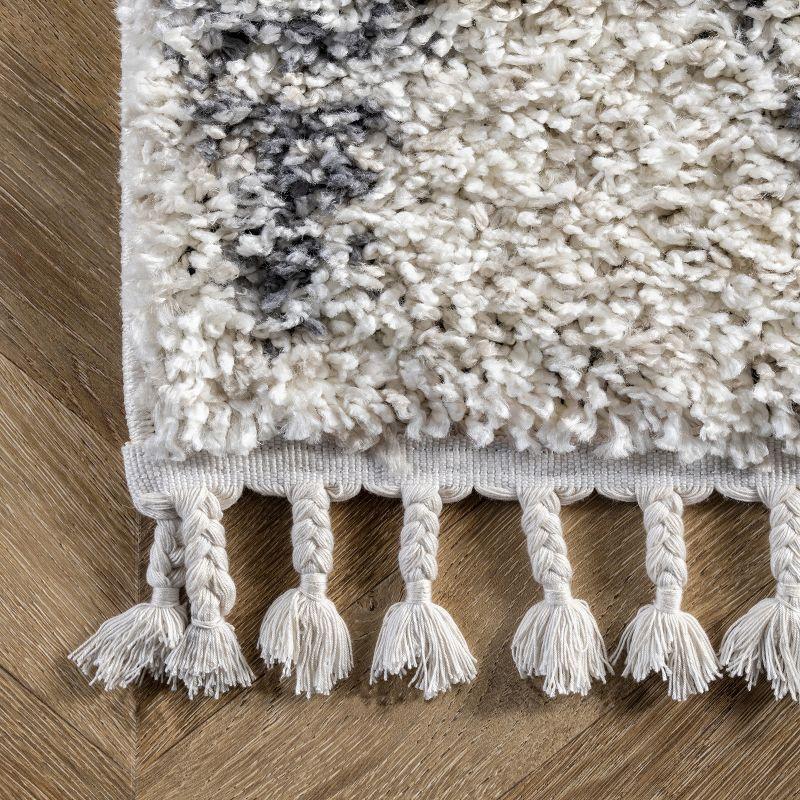 Reversible Beige Geometric Shag Rug 4' x 6' - Easy Care