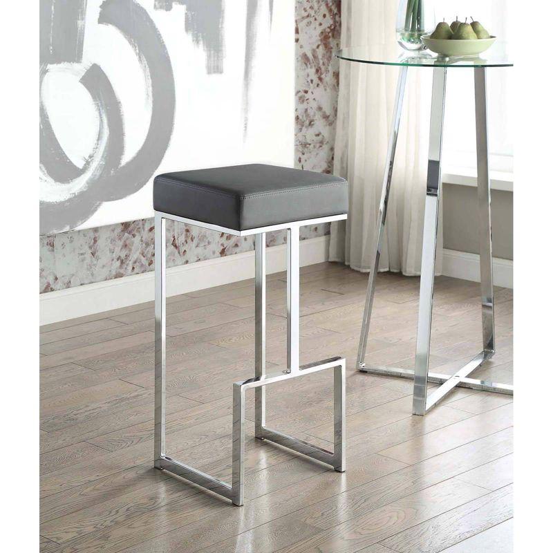 Coaster Gervase Modern Upholstered Square Barstool Gray/Chrome