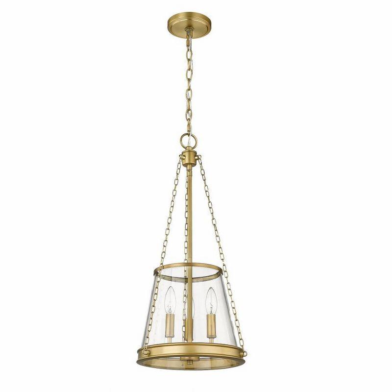 Petite Urban Brass 3-Light Pendant with Clear Glass Shade